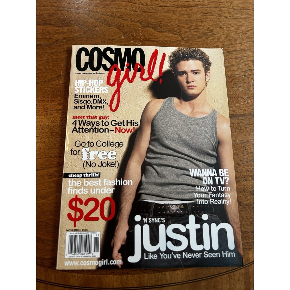 Cosmo Girl! Magazine November 2000 Justin Timberlake 'nsync Hip Hop Rap Stickers